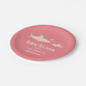 Assiettes En Carton Arrière - plan rose uni aux requins mignons | BABY (Angle)