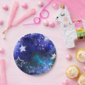 Assiettes En Carton Arrière - plan spatial avec étoiles (Fête)