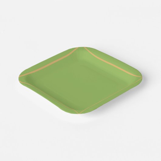 Assiettes En Carton arrière - plan vert avec une jante dorée (Angulaire)