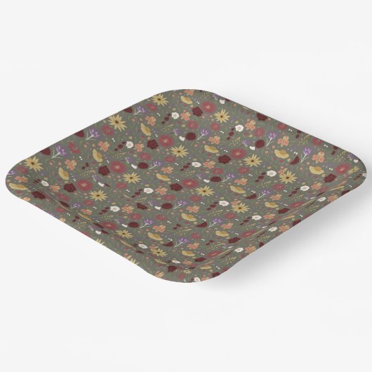 Assiettes En Carton Arrière - plan vert de l'automne (Angulaire)