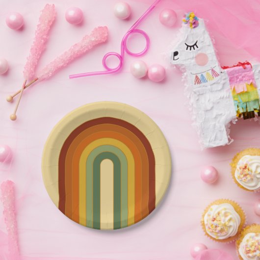 Assiettes En Carton Arrondi arc-en-ciel Super à couche molle (Fête)