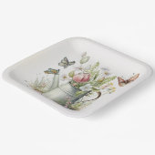 Assiettes En Carton Arrosage avec tulipes et papillons (Angulaire)
