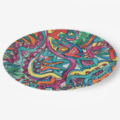 Assiettes En Carton Art Abstrait Peint à la main en Amazonie (Angle)