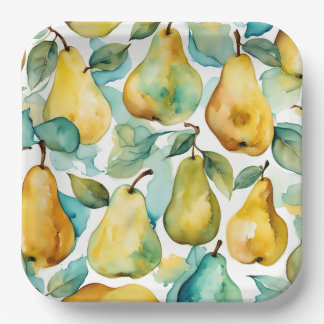 Assiettes En Carton Art aquarelle poires