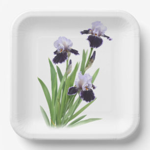 Assiettes En Carton Art Botanique Iris Trio Violet
