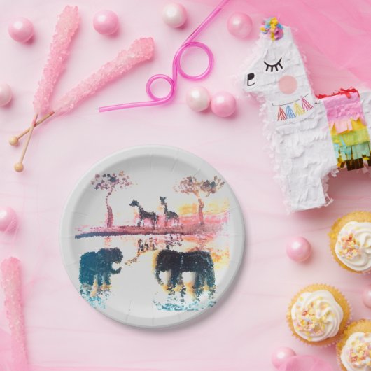 Assiettes En Carton Art de la faune Couset africain (Fête)