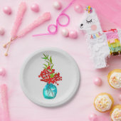 Assiettes En Carton Art de l'aquarelle Red Berries (Fête)