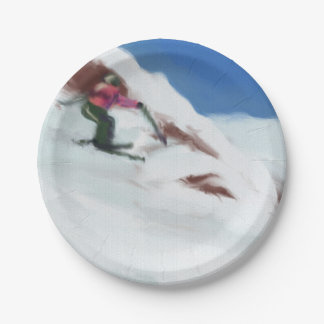 Assiettes En Carton Art de montagne de neige de ski