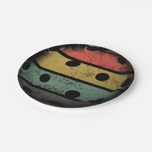 Assiettes En Carton Art de Pickleball affligé rétro par style (Angle)