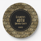 Assiettes En Carton Art Déco Black and Gold 40e anniversaire (Devant)