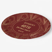 Assiettes En Carton Art Déco Bourgogne & Gold 40e anniversaire (Angle)