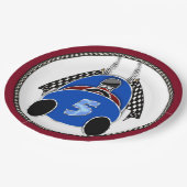 Assiettes En Carton Art Déco Comic Style Blue Race Car (Angle)