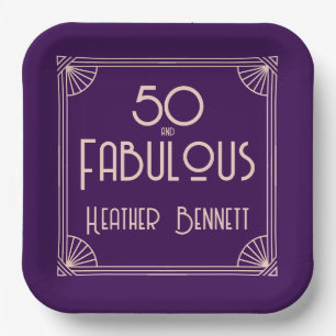 Assiettes En Carton Art Déco Moderne 50 ans et Anniversaire Fabuleux