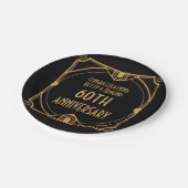 Assiettes En Carton Art Déco Noms 60e anniversaire Mariage Noir (Angle)