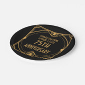 Assiettes En Carton Art Déco Noms 75e anniversaire Mariage Noir (Angle)