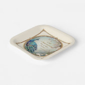 Assiettes En Carton Art Déco Peacock Fleur élégante 50e anniversaire (Angulaire)