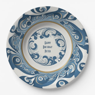 Assiettes En Carton Art déco Porcelaine Bleue/Blanche Conception perso