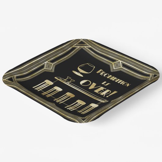 Assiettes En Carton Art Déco Retro Nouvel An interdit Bar (Angulaire)