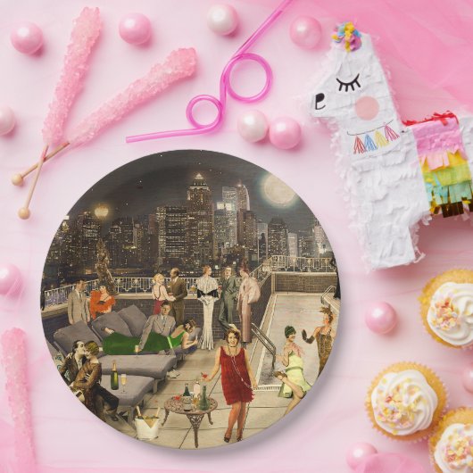 Assiettes En Carton Art Déco Skyline (Fête)