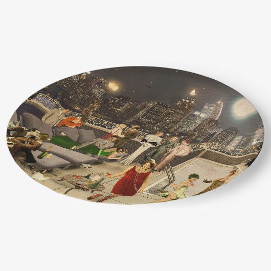 Assiettes En Carton Art Déco Skyline (Angle)