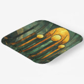 Assiettes En Carton Art déco Turquoise Vert Or Soleil (Angulaire)