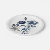 Assiettes En Carton Art Delft bleu et blanc avec fleur sauvage (Angle)