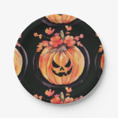 Assiettes En Carton Art d'Halloween citrouille (Devant)