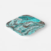 Assiettes En Carton Art fluide en marbre turquoise et noir (Angulaire)