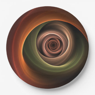 Assiettes En Carton Art fractal moderne abstrait en spirale 3D couleur