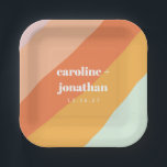 Assiettes En Carton Art Géométrique Retro Pastel Mariage personnalisé<br><div class="desc">Retro Pastel Géométrique Art Personnalisé Mariage Plaques de papier mignon</div>