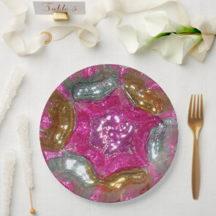 Assiettes En Carton Art Glass Art déco Yummy Pink Jewel Mariage Dîner
