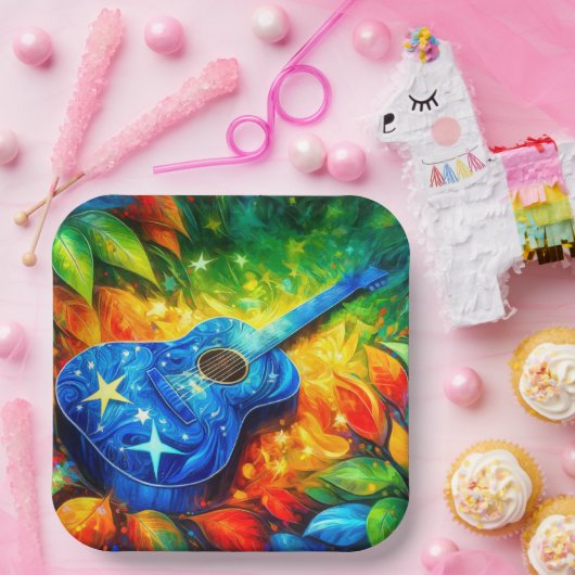 Assiettes En Carton Art guitare (Fête)