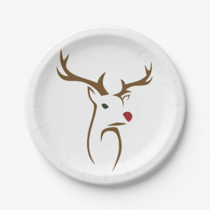 Assiettes En Carton Art minimaliste moderne de la ligne de cerfs Noël