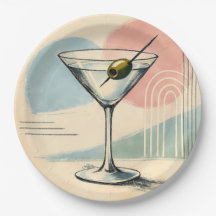 Art minimaliste pastel martini moderne du milieu d