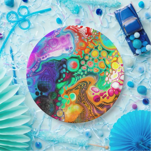 Assiettes En Carton Art moderne Abstrait des fluides (Fête)