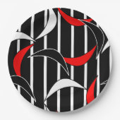 Assiettes En Carton Art moderne noir, blanc, rouge (Devant)