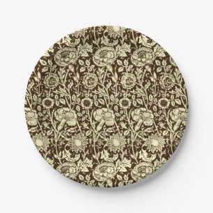Assiettes En Carton Art nouveau Carnation Damas, Brown et crème