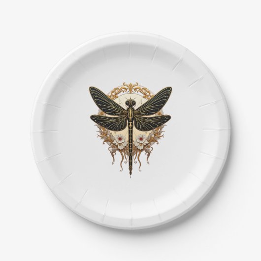 Assiettes En Carton Art Nouveau Dragonfly Elegant Steampunk (Devant)