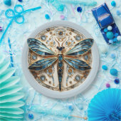 Assiettes En Carton Art Nouveau Dragonfly Sapphires Or élégant (Fête)