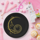 Assiettes En Carton Art Nouveau Or Nouvel An Horloge (Fête)