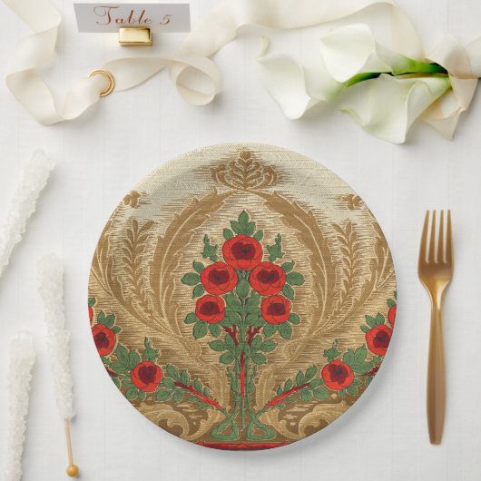 Assiettes En Carton Art Nouveau Round Orange Blossoms Spire Forme Feui (Mariage)