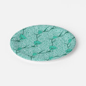Assiettes En Carton Art Nouveau Tulip Damask, Turquoise (Angle)