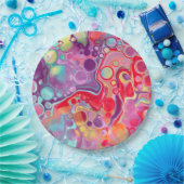 Assiettes En Carton Art numérique moderne Abstrait coloré (Fête)