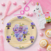 Assiettes En Carton Art Pansy Jaune Fleurs Motif Papier Plaque (Fête)