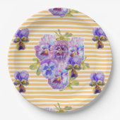 Assiettes En Carton Art Pansy Jaune Fleurs Motif Papier Plaque (Devant)
