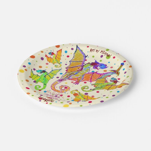 Assiettes En Carton Art par Micheal Dragons Plaque en papier (Angle)