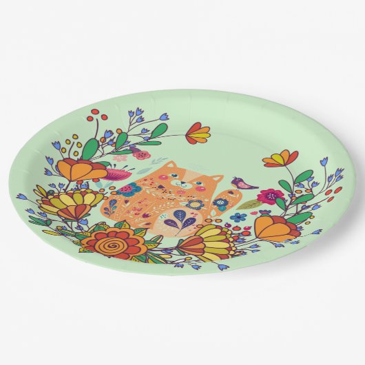 Assiettes En Carton Art populaire Kitty (Angle)