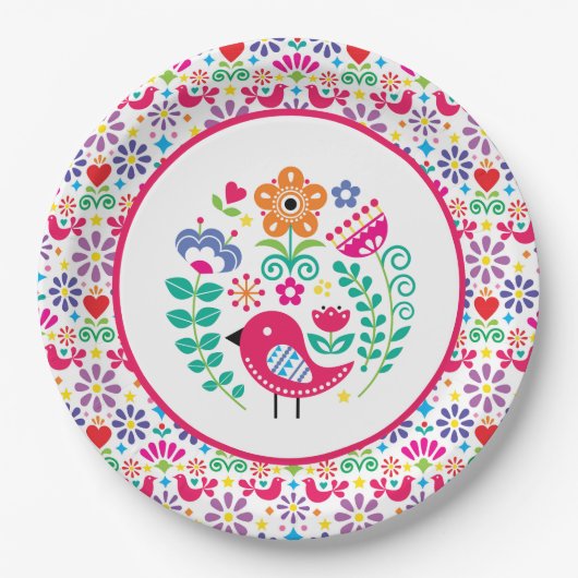 Assiettes En Carton Art populaire scandinave (Devant)