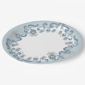 Assiettes En Carton Art populaire Whimsical Bleu | Plaque de papier Ba (Angle)