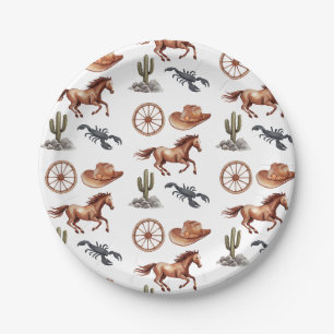 Assiettes En Carton Art pour enfants western aquarelle